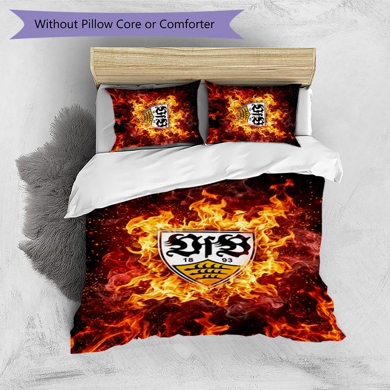 Set Lenzuola Stampato Calcio VfB Stuttgart 3 Pezzi, Comodo Set Copripiumino per Camera da Letto Amico della Pelle