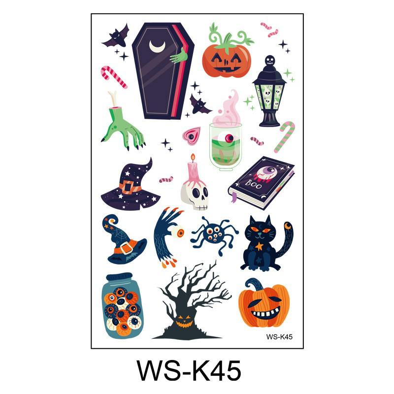Waterproof Halloween Cartoon Tattoo Stickers for Kids - Pumpkin Magician Theme