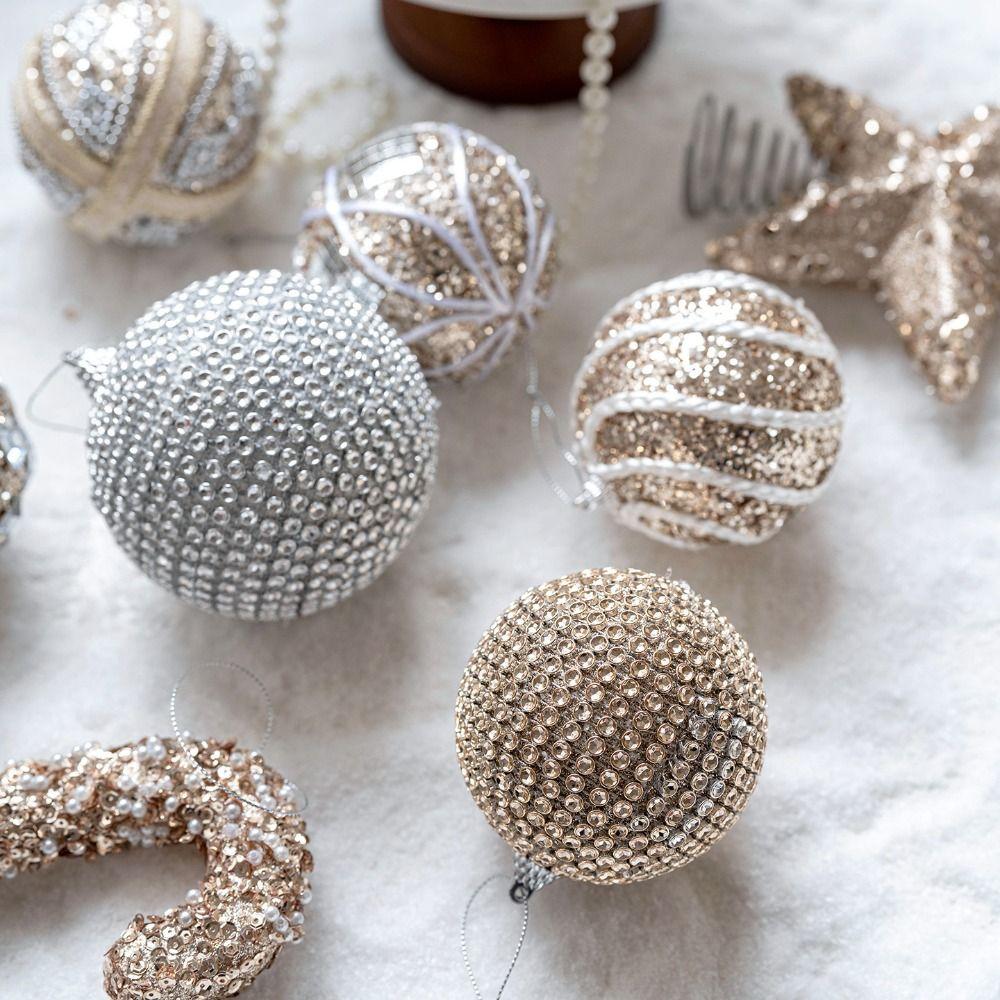 Fashion Foams Christmas Tree Balls Shiny 8cm Christmas Decor Hanging Sequin Christmas Tree Pendant Christmas Party Supplies