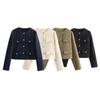 2024 Autumn Women's Pocket Crew Neck Fashion Coat