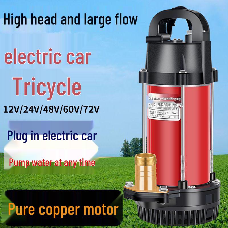 Agricultural DC Submersible Pump for Farmland Irrigation, 48V/60V/72V, Compatible with Plug-in Battery Car and 12V Systems