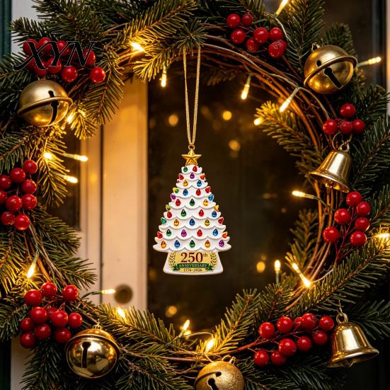 Christmas Tree Decorations 250 Anniversary USA Ornament, 1776-2026 2D Acrylic Commemorative Tag Years America Hanging Decoration for Patriotic