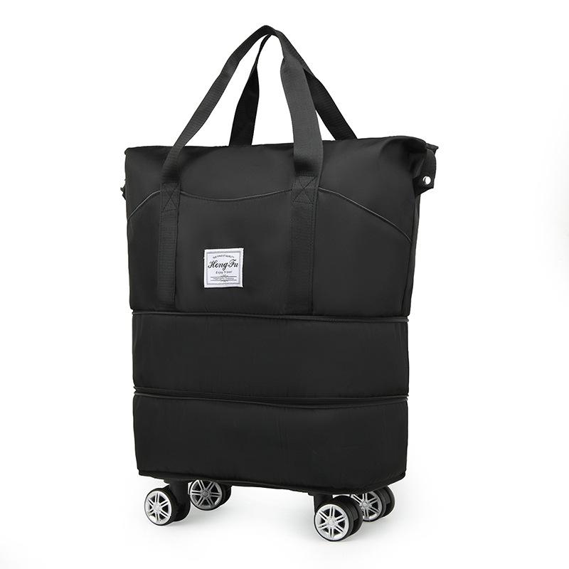 Travel Luggage Bag with Pulley Expandable Travel Bag Fashion Wet and Dry Separation Large Capacity Portable Fitness Bag