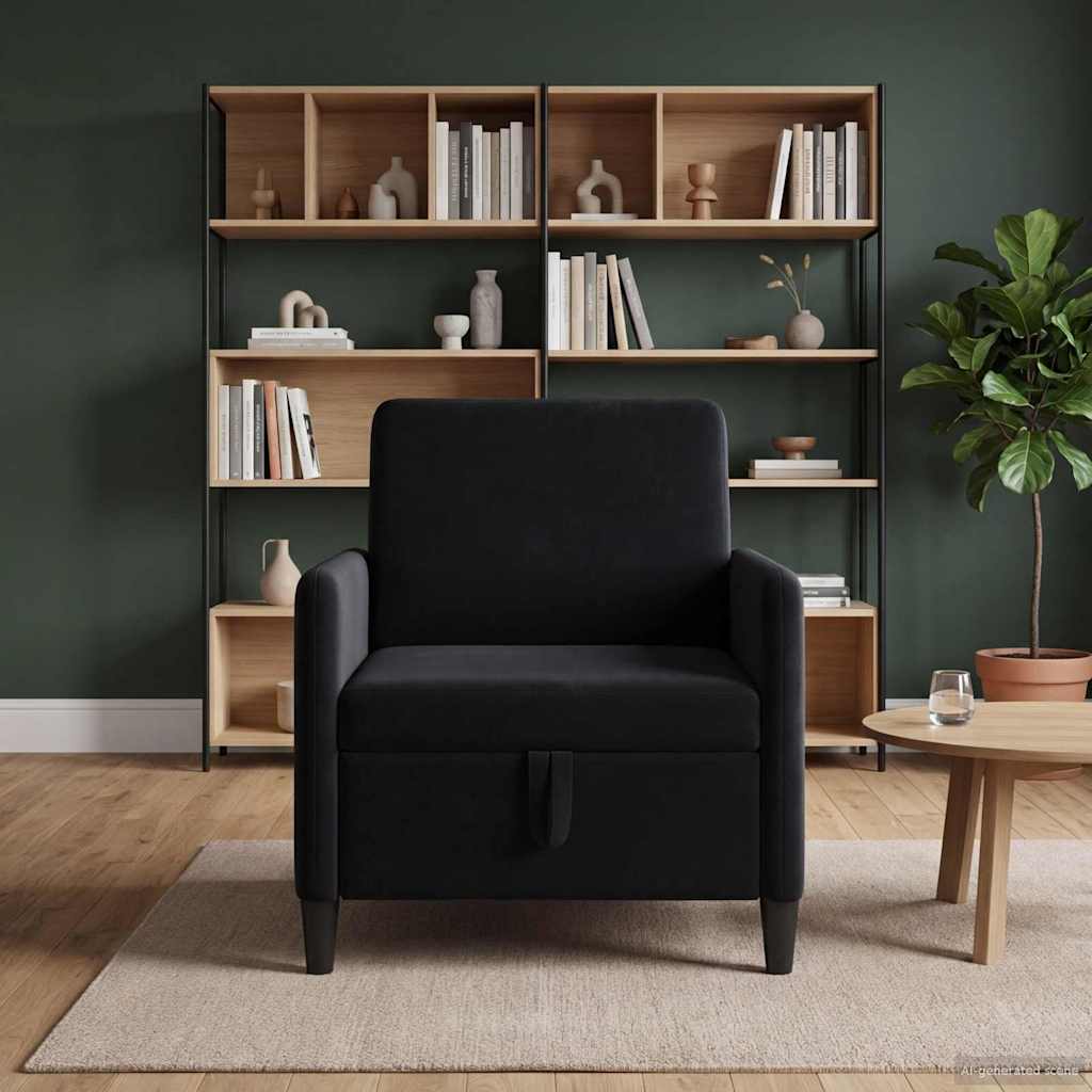 Storage Sofa in Black 72 x 78 x 87 cm Polyester