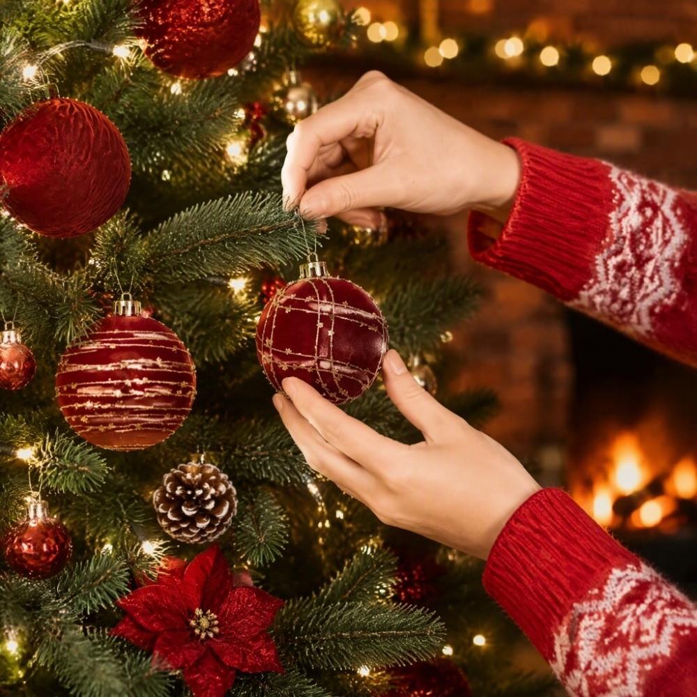 Flocked Christmas Balls Plush Velvet Hanging Ornaments Pendant Christmas Decorations Home Decor