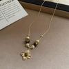 Pearl Tiger Eye Pendant Necklace - Retro Sweater Chain with Simple, Elegant Design for Women