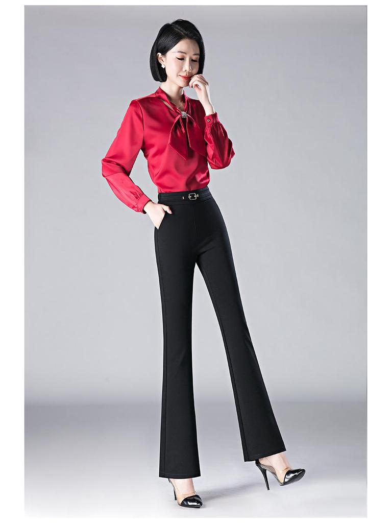 Women's Plus Size Micro-Flare Elastic Waist Trousers: Slimming, Casual Long Pants for Spring and Summer
