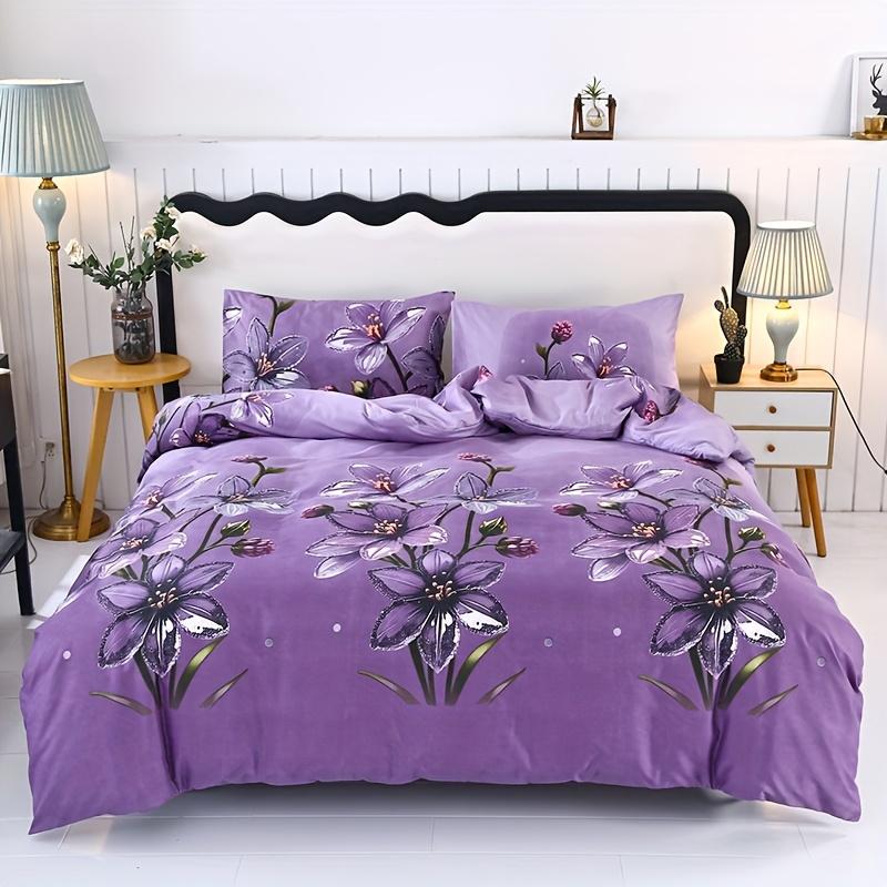 

3Pcs Polyester Printed Floral Soft Beige-Friendly Duvet Cover Set, One Duvet Cover Plus Two Pillowcases, Suitable For Bedroom Duvet Cover Set&EU Single(135x200cm)