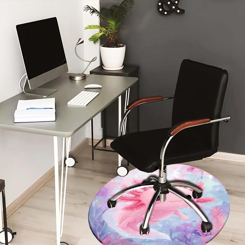 1PC Axolotl Ocean Non-Slip Floor Round Carpet, Office, Family, Bedroom, Large Area Rug Indoor Rugs, Durable Polyester-Z0413