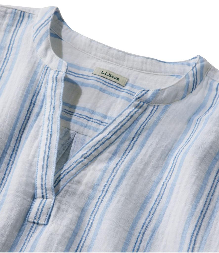 LL Bean Cloud Gauze Short Japan Brightwater Blue 1000274189 Women's Shirt, Sleeve, Fit, XL, Stripe, Multicolor,