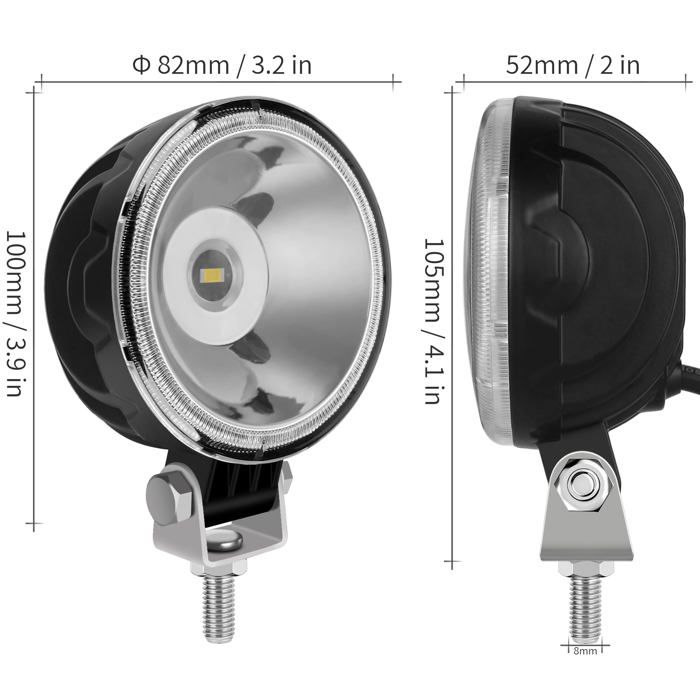 2pcs 3 pouces blanc LED travail lumière 12V 24V spot LED lumière supplémentaire brouillard lumière marine tracteur