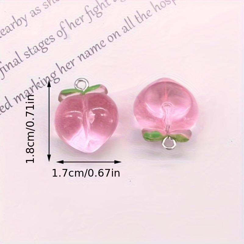 10Pcs 3D Pink Peach Charms Fruit Pendants For Jewelry Making Diy Handmade Bracelet Earrings Key Chain Accessories