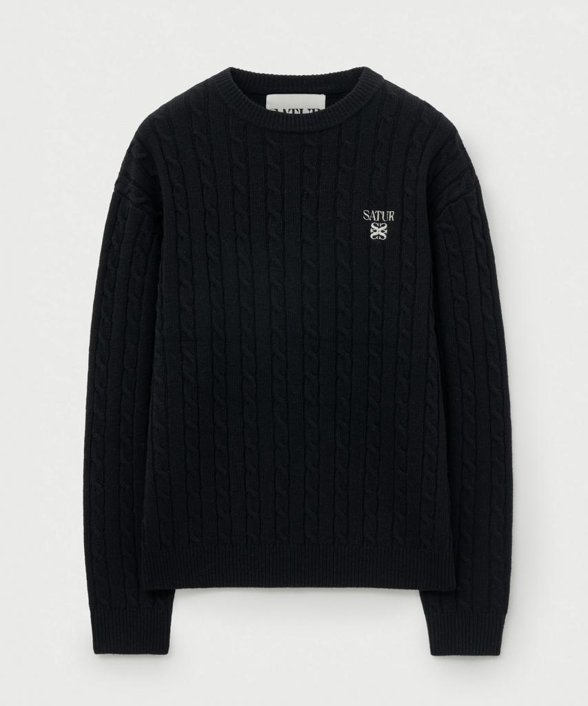 Seteo Basic Cable Crew Neck Knit Black