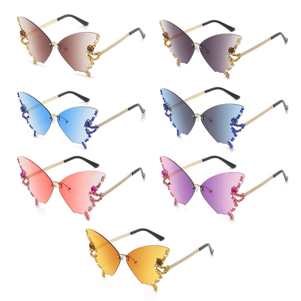 

Luxury Rhinestone Rimless Y2K Eyewear Shades Bling Sun Glasses Diamond Butterfly Sunglasses