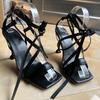 Fashion 2025 New Trend Ankle Strap Sandals Summer Women Sexy Party High Heels Black Fashion Casual Beach Sandal Zapatos De Mujer