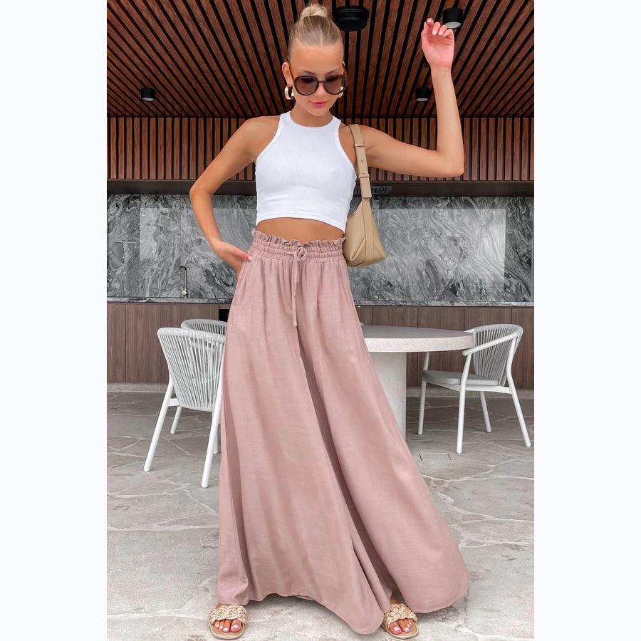 Women's Summer Fashion Elastic Waist Wide-Leg Pants - European & American Style