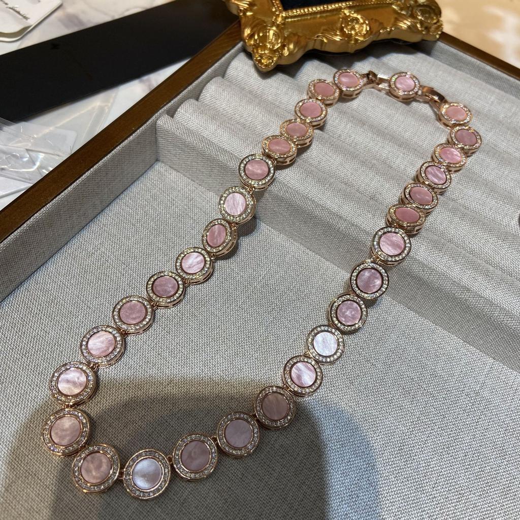 Vera Summer Heartbeat Series Necklace Bracelets Earrings Natural Pink Shell Set Donkey Home Light Luxury Jewelry