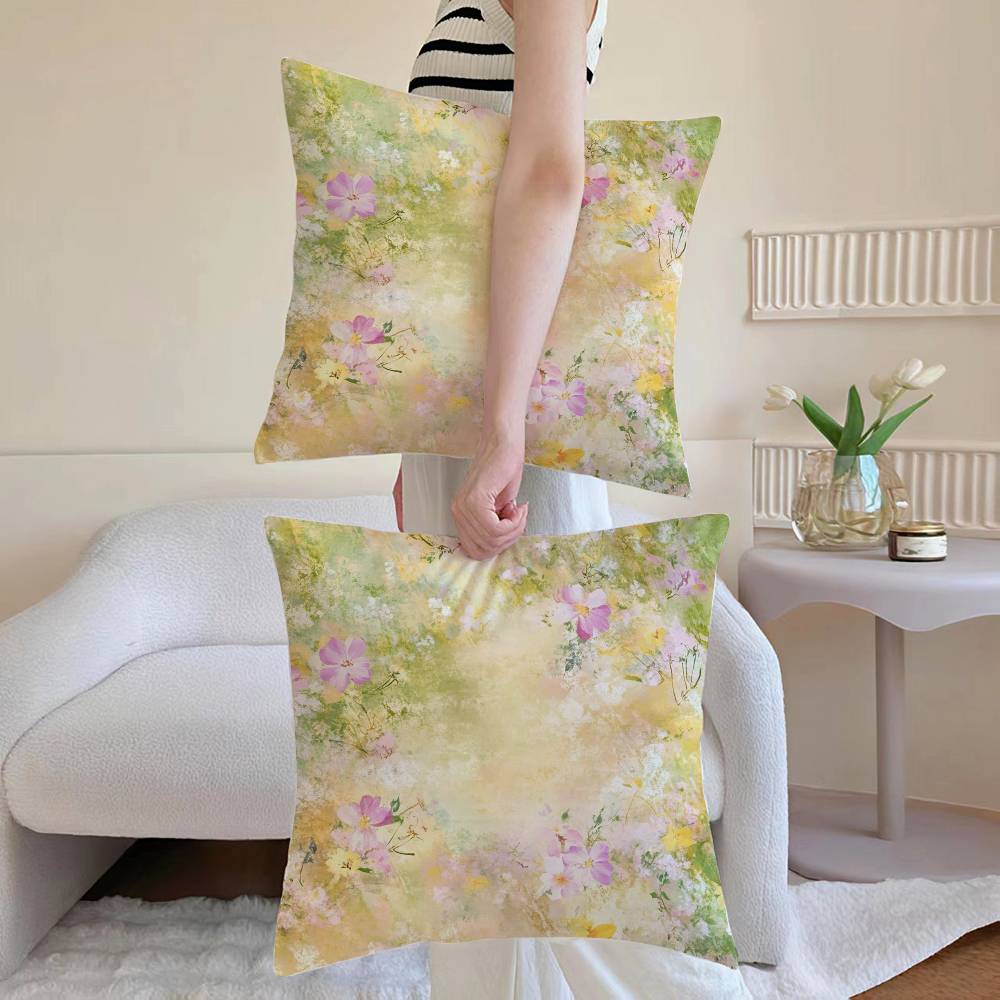 French Flower Pillow Case Anti-dustmite Pillowcase Invisible zipper silky Sofa cushion cover