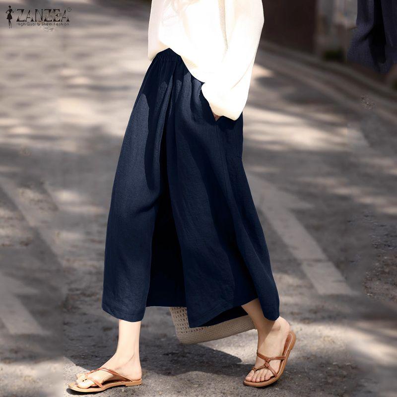 ZANZEA Lässige, elastische Taille, lockere Sommerhose für Damen