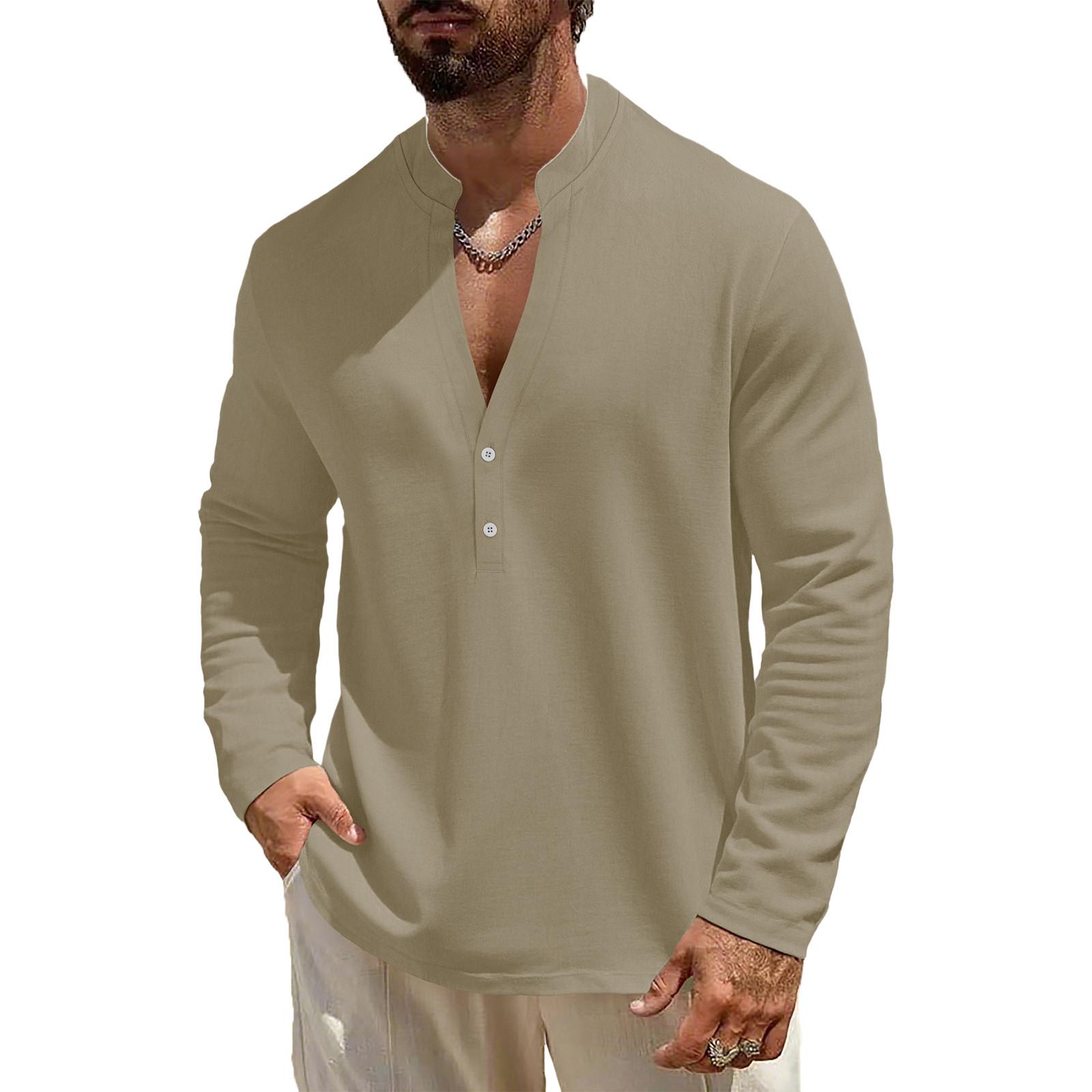 

Мужской модный повседневный спортивный топ с длинными рукавами и застежкой на пуговицы под воротник-стойку L хаки