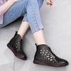 Fashion GKTINOO Women's Summer Boots Fashion 2025 New Genuine Leather Women's Sandals Hollow Design Non-slip Round Toe Ladies Shoes