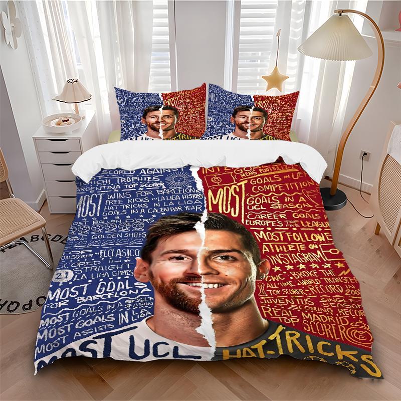 3Pcs Lionel Messi'S Achievements Bedding Sets For All Sizes New 3D Printed Bed Cover Comforter Duvet Cover Pillowcase Bedroom Decoration