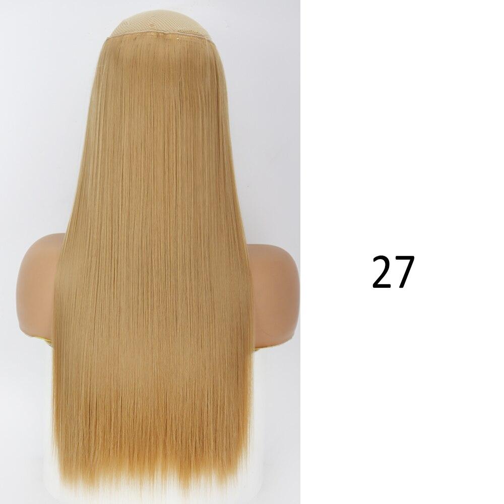 MISSQUEEN Women Long Straight Wavy Invisible Hair Extensions Without Clips Synthetic Fiber Long Daily Wear Invisible Hairpiece