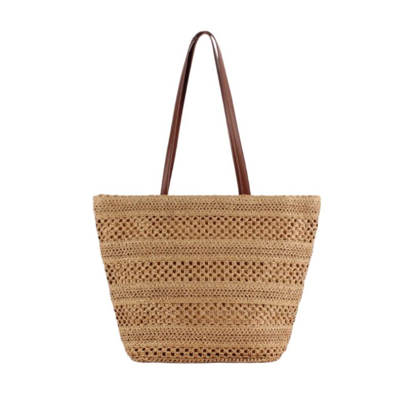 

New Beach Casual Paper Rope Woven Bag Women Large Capacity Shoulder Bag Seaside Vacation Beach Bucket Bags Tote Bag