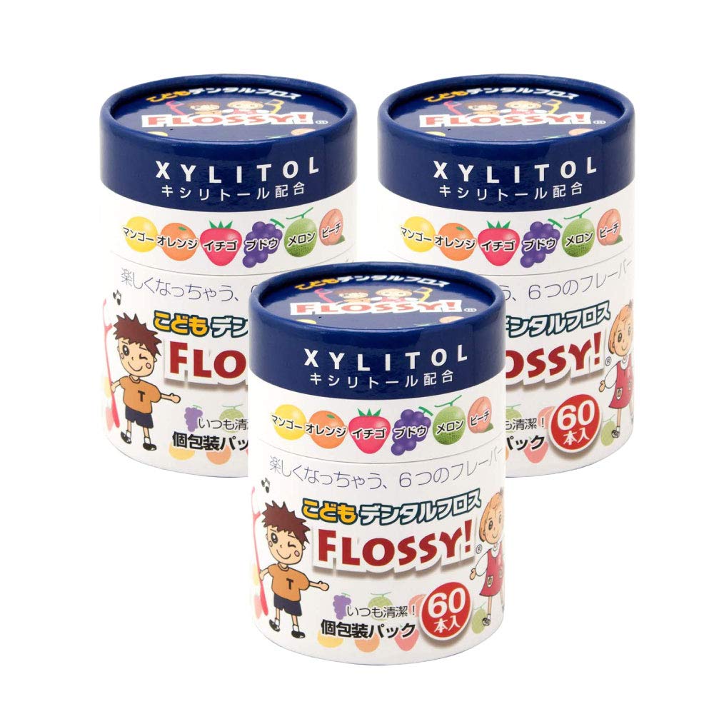 

Flossie Floss 60 шт. Набор из 3 зубных нитей с ксилитом для детей Детская зубная нить