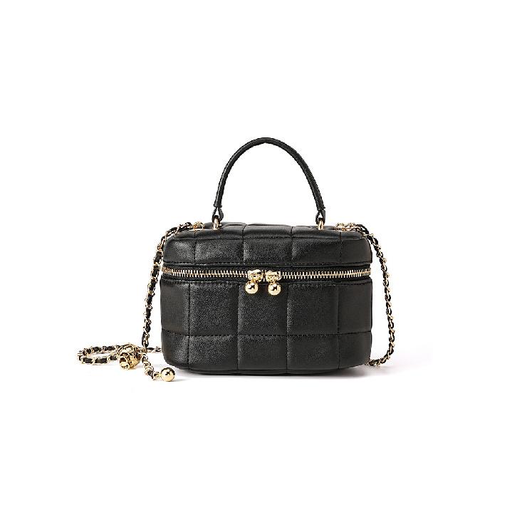 

2025 New Chain Small Bag Women s Handheld Box Bag High-end Single Shoulder Underarm Bag Genuine Leather Quilted Crossbody Bag чорний