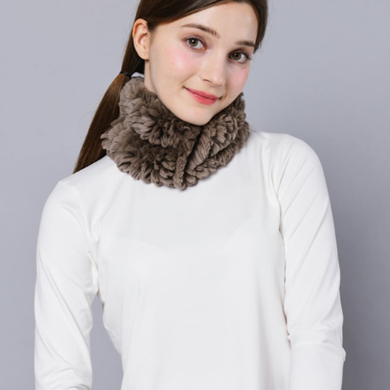 DOYOUKNOWMC 25FW Natural Rex Fur Cocoa Beige Neck Warmer