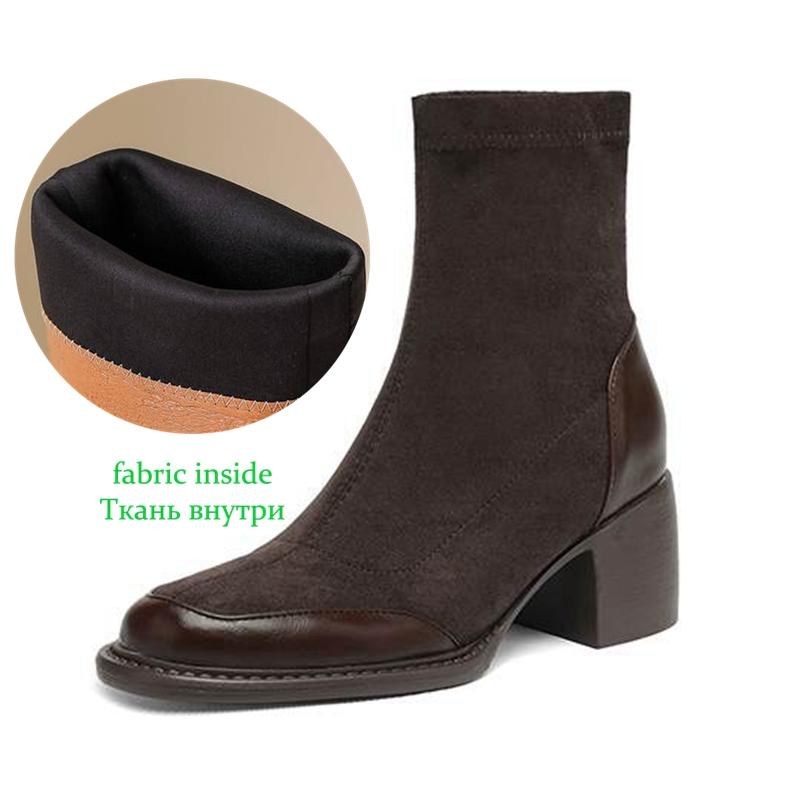 Krazing Po Mikrofaser Winter Runde Zehenpartie Größe 33 Chelsea Boots Größe 43 Slipper Dicke Hohe Absätze Beauty Lady Stiefeletten