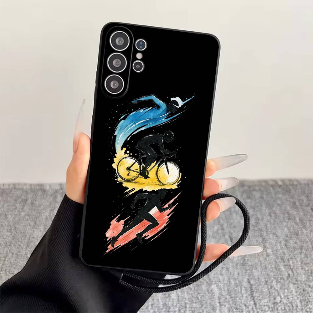

Triathlon Swim Bike Run Tri Life Phone Case For Samsung S25,S24,S21,S22,S23,S30,Ultra,S20,Plus,Fe,Lite,Note,10,Black Cover Samsung S20plus5G