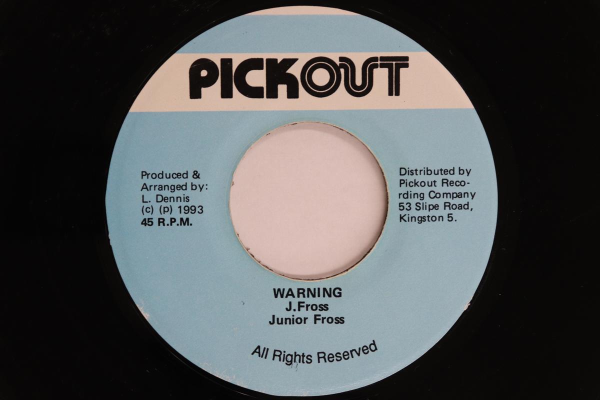

7inch Record JUNIOR FROSS - Warning NONE PICKOUT 1993 Jamaica Reggae, Ska & Dub Used