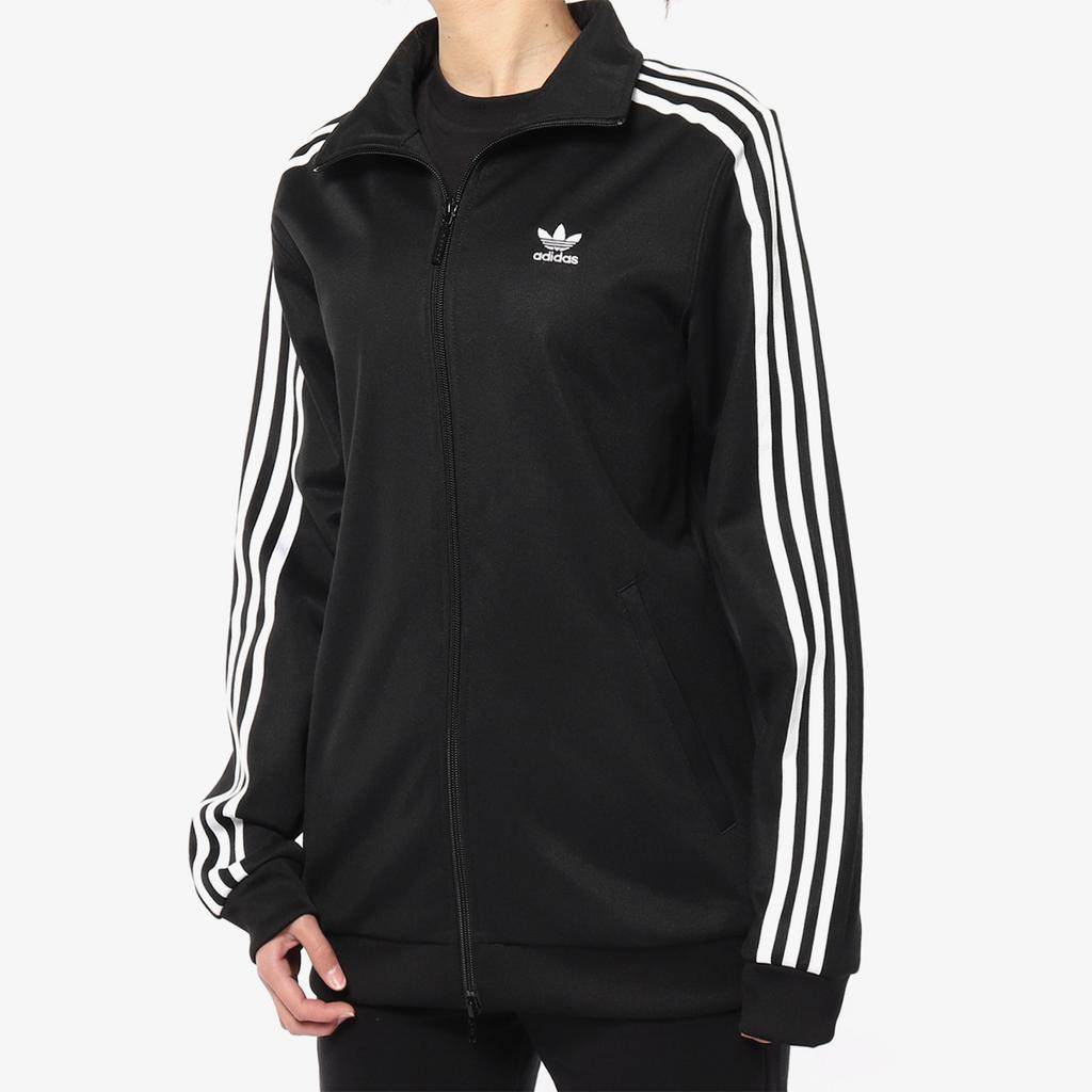adidas Oryginalne Contempo BB TT Codzienna Wygodna Moda Retro Stój Pasiasta Kurtka Damskie kurtki Czarna CE2424