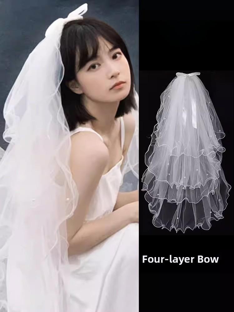 Wedding Veil Bridal Headwear Simple Elegant Soft Tulle Headpiece for Registration Ceremony Engagement And Bride's Gown