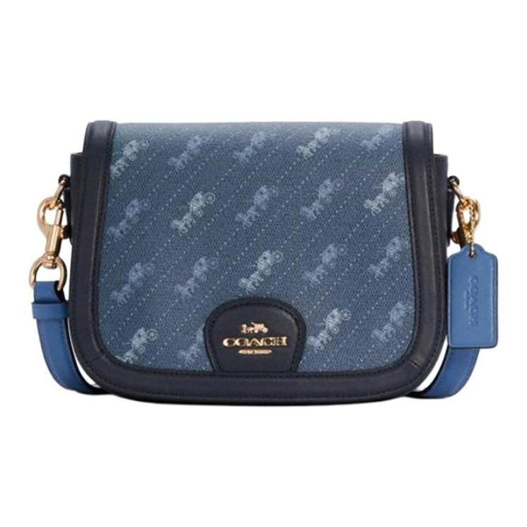 

Coach Horse And Carriage Saddle 21 Printed Leather Saddle Bag Women Shoulder Bag Blue C4059-IMDEN Basic Set (Bag+Dust Bag)