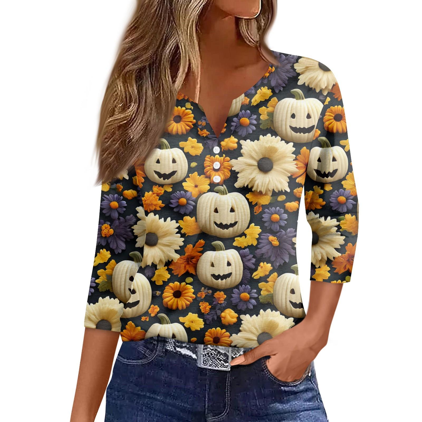 

Women s Casual Fashion Sexy Comfortable V-Neck Halloween Seven Sleeve Top S