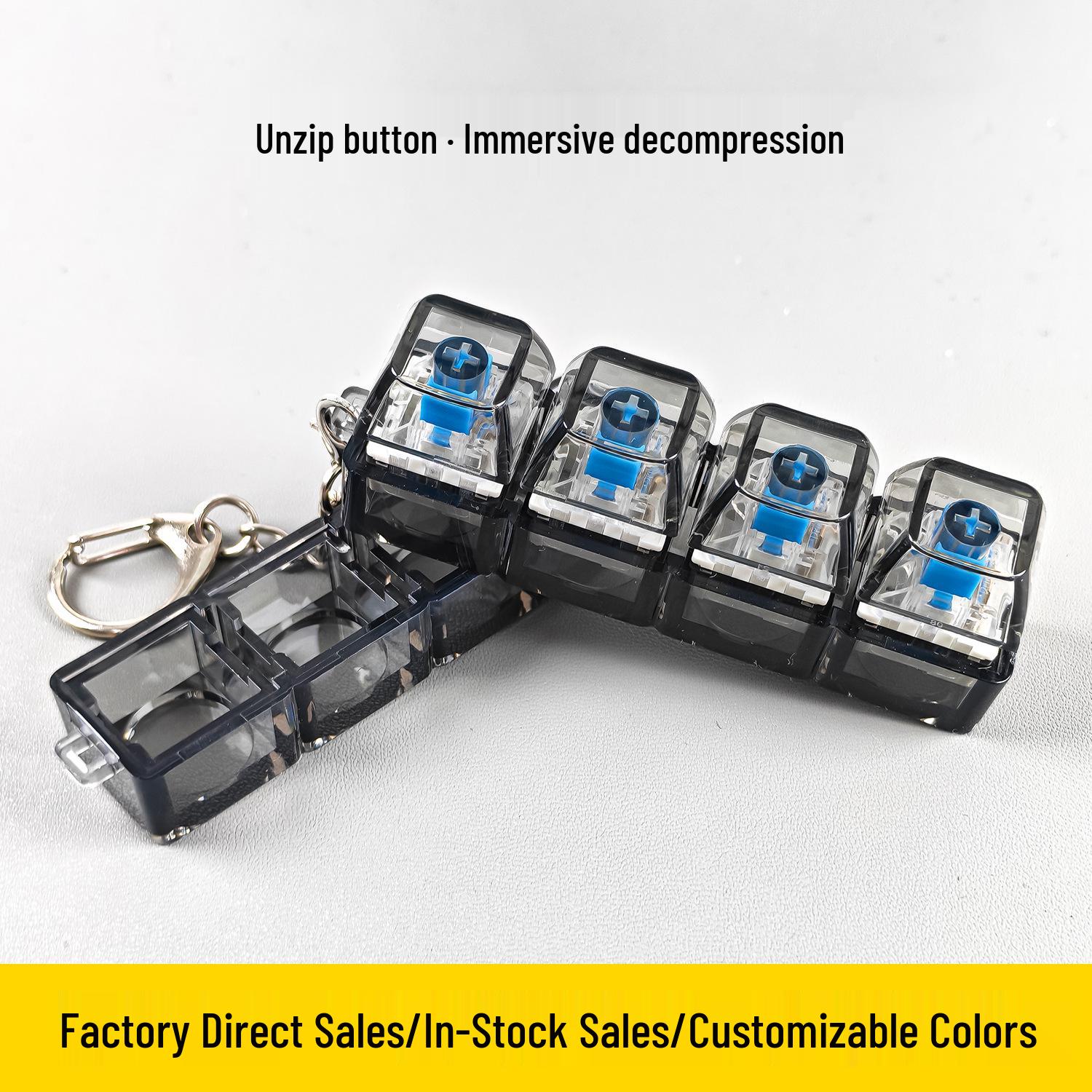 

Cross 4-Key Blue Switch Decompression Tester Keychain: Popular Fingertip Press Button Toy 4-key Black Transparent