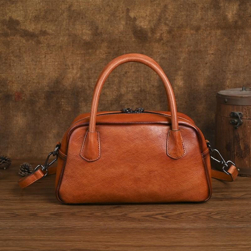 Johnature Ethnic Style Genuine Leather Retro Handbag Handmade Leather Carving Women's Shoulder Crossbody Bags