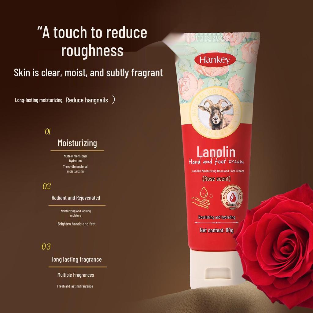 Cremă de Mâini și Picioare cu Lanolină Han Ji 80g - Hidratantă & Anti-Crăpare pentru Toamnă/Iarnă. Cremă Hidratantă Portabilă.
