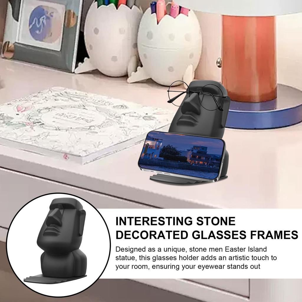 Easter Island Head Statue Easter Island Sculpture Sunglass Holder Eyewear Display Room Decoration for Nightstand Desktop
