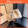 French Small Designer Folded Water Bucket Bag With Chain For Daily Casual Use