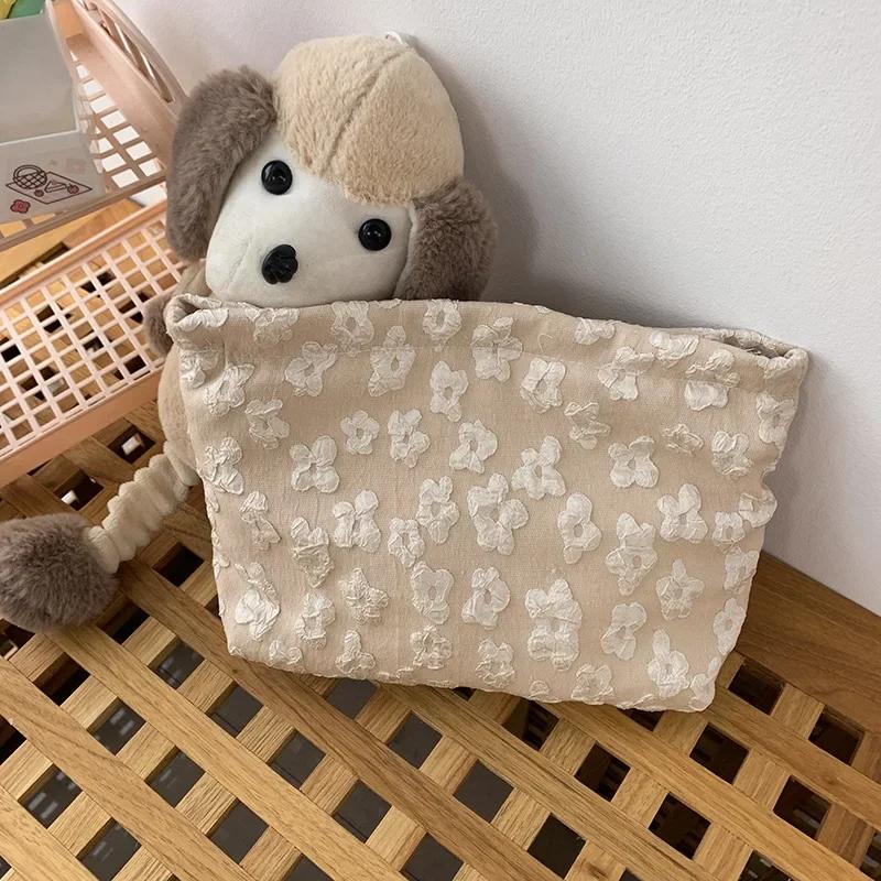 Pink Floral Small Fresh Travel Cosmetic Bag Female Clutch Wash Bags Fashion Women Make Up Storage Toiletry Bags Neceser