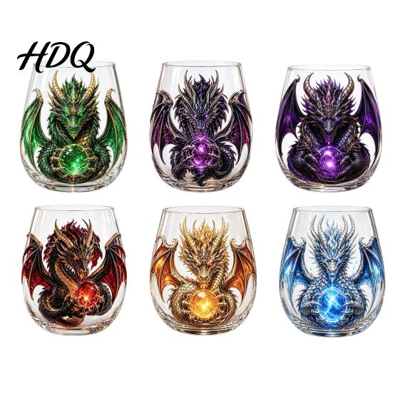 Bar Display Collection Items Mythic Dragon Glass Art Cup 3D Sculpted Drinking with Crystal Ball Unique Whiskey Tasting Cups 400ml Fantasy
