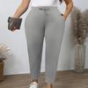 Plus Size Women's Casual Lace-Up Slim Fit Pants with Pockets