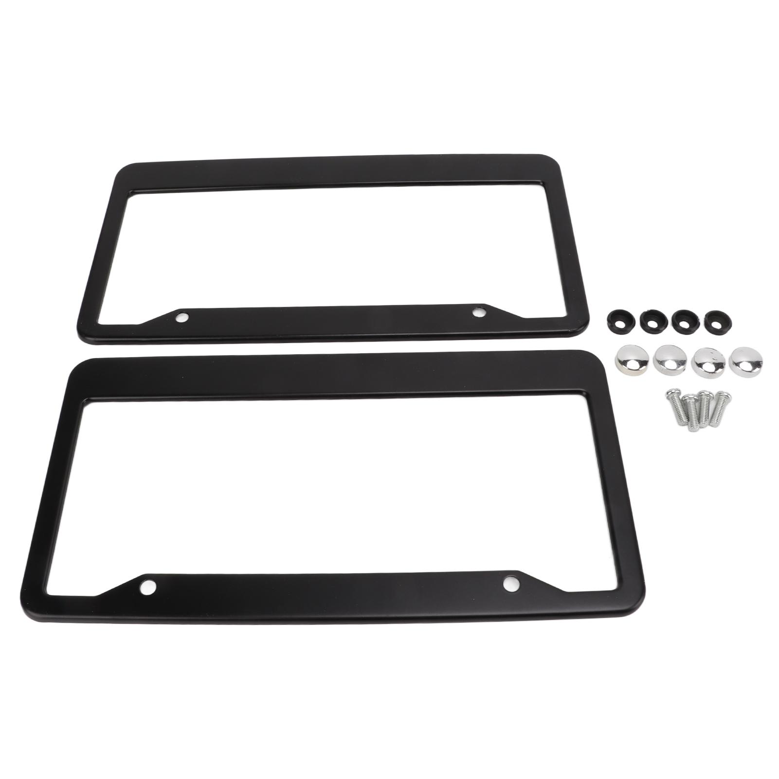 2Pcs License Plate Frame Black Aluminium Alloy Sturdy Durable Easy Installation Original Standard License Plate Holder