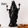 Kompakte gruselige Dekoration Hekate Griechische Göttin Statue mit magischen Hunden, Fantasy-Thema Okkultes Zimmerdekor Harzskulptur, Mythologische Figur für