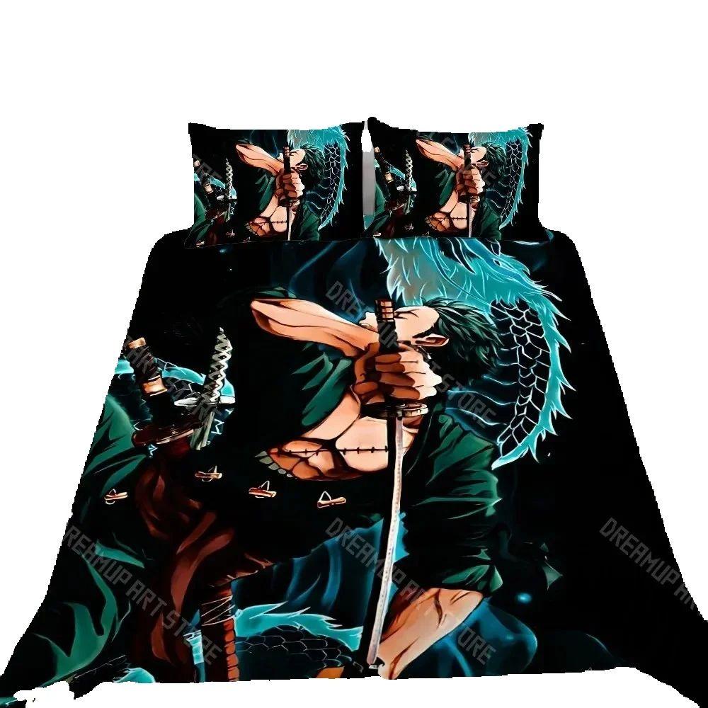 One Piece Bettbezug-Set Zoro Luffy Anime Bettwäsche-Set Junge Bettbezug Kissenbezug Schlafzimmerdekoration 2/3-teilig Geschenk