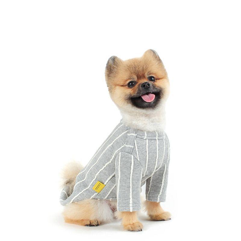 WE.FAM WEFAM T-shirt à rayures et col pointu - Gris